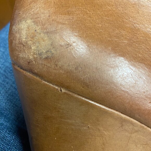 Calvin Klein Odelle Y2K tan leather faux fur lined wedge boots 9.5 - Picture 10 of 11